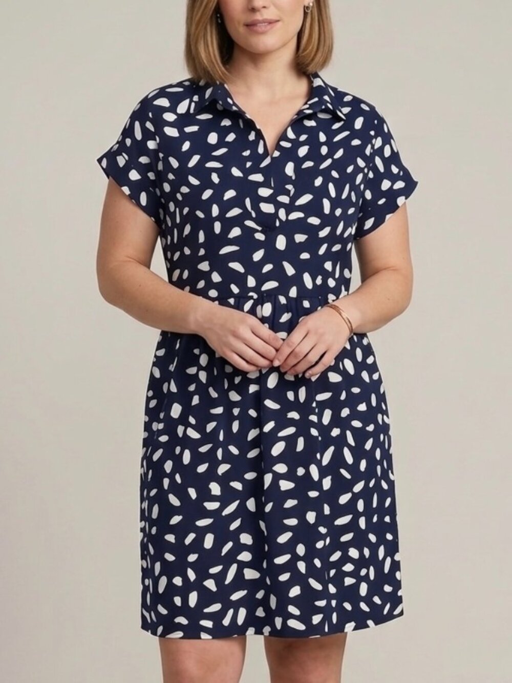 Umgee Blue Short Sleeve Babydoll Mini Dress Preppy Dollcore Coastal Nautical Lg - Picture 1 of 10